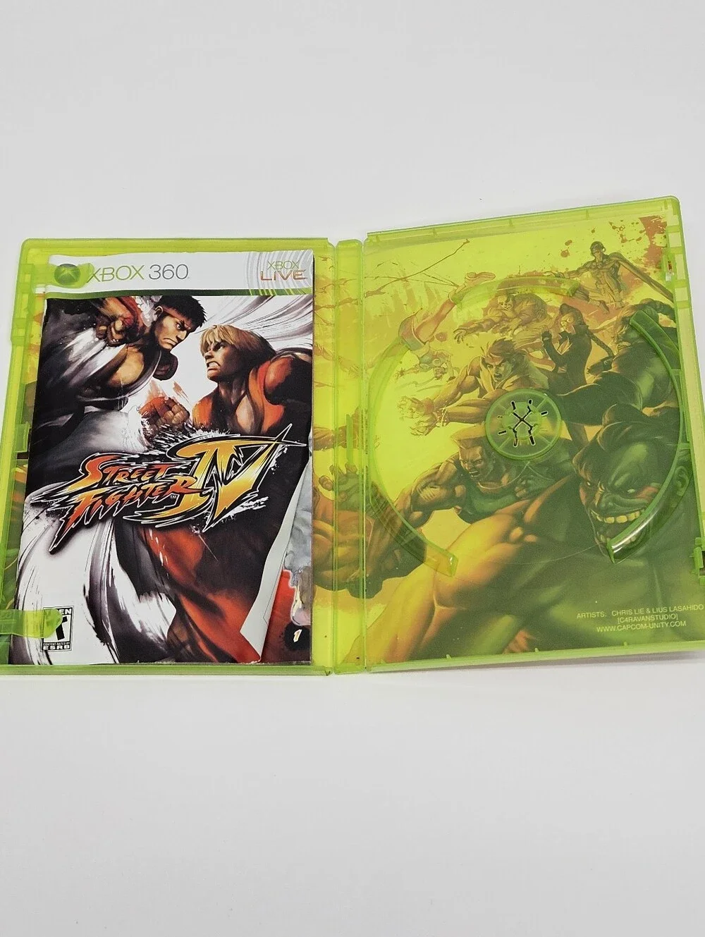 Street Fighter IV Case + Cover Art and Manuel NO Game Disc Xbox 360 Electronics